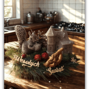 Stroik Świąteczny z Drewnianą Podstawą